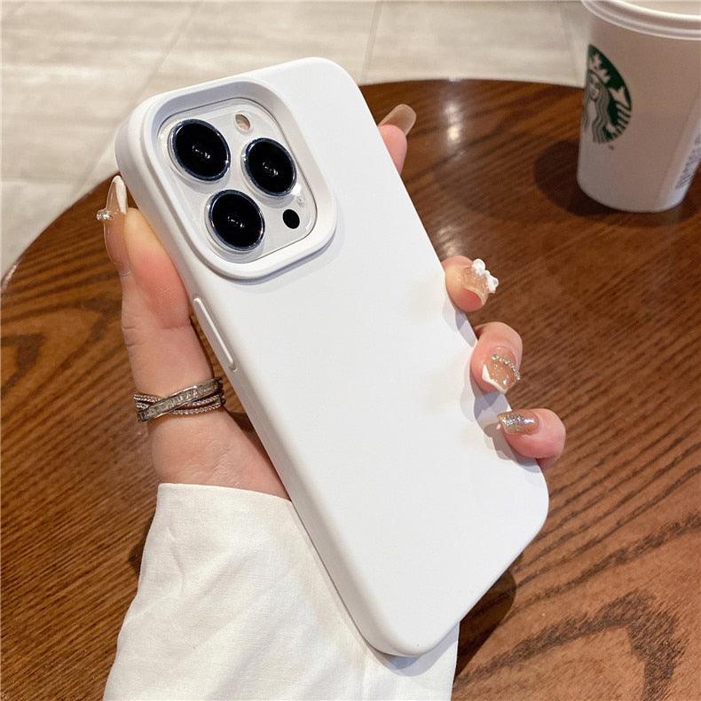 Silicone Soft Thick Protective Rubber Phone Basic Case For iPhone 14 13 Pro Max Case Luxury Silicone Phone Case for iPhone Solid Color Classic Camera Protection Case Stevvex