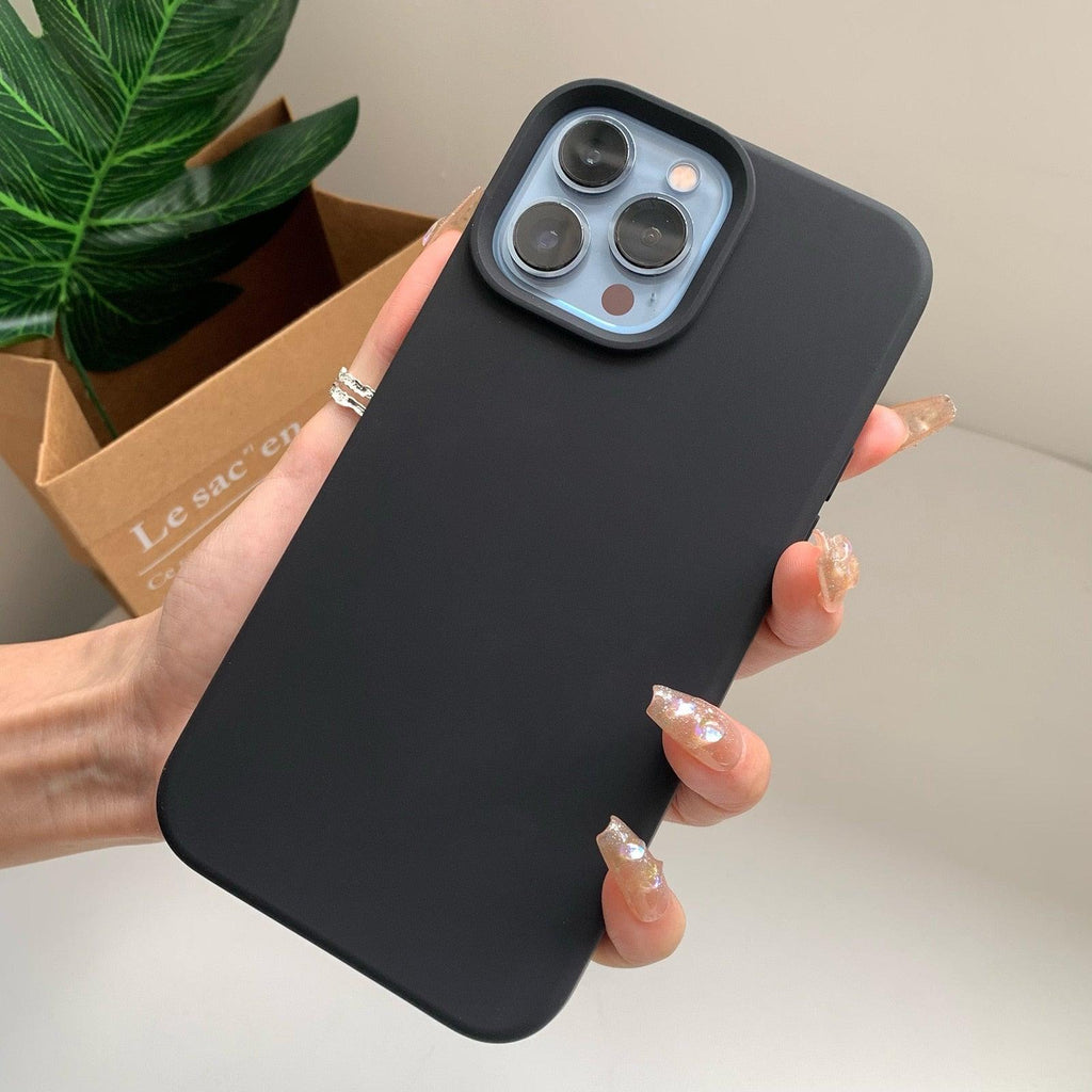 Silicone Soft Thick Protective Rubber Phone Basic Case For iPhone 14 13 Pro Max Case Luxury Silicone Phone Case for iPhone Solid Color Classic Camera Protection Case Stevvex