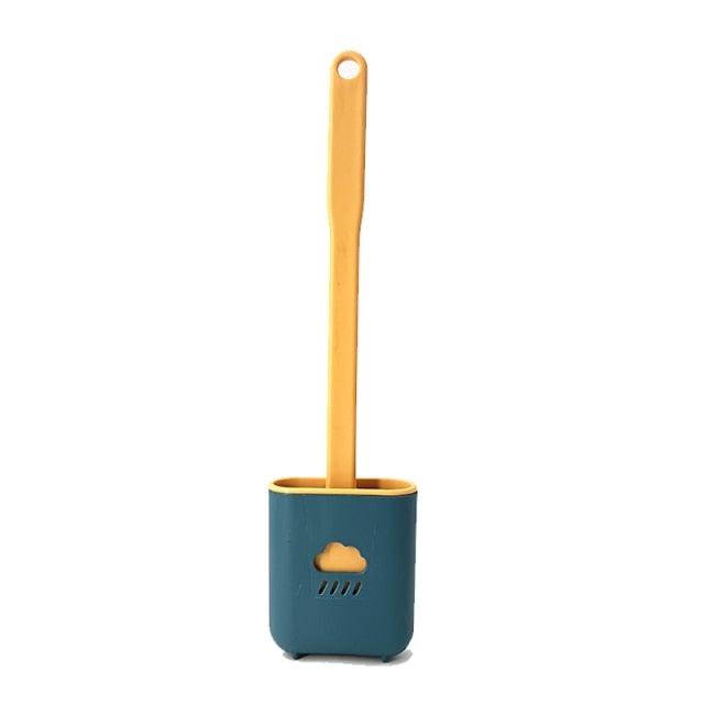 Silicone Toilet Brush Cleaner Toilet Brush With Holder Flat Head Flexible Soft Bristles Brush Bathroom Accessory Gap Cleaning Toilet Brush Wall Mounting Toilet Brush No-Slip Long Handle Soft Silicone Bristle Toilet Corner Cleaner Stevvex