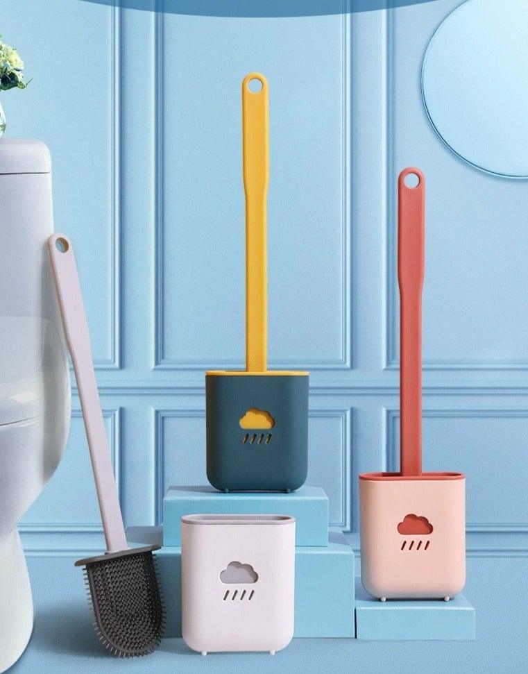 Silicone Toilet Brush Cleaner Toilet Brush With Holder Flat Head Flexible Soft Bristles Brush Bathroom Accessory Gap Cleaning Toilet Brush Wall Mounting Toilet Brush No-Slip Long Handle Soft Silicone Bristle Toilet Corner Cleaner Stevvex