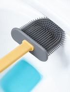 Silicone Toilet Brush Cleaner Toilet Brush With Holder Flat Head Flexible Soft Bristles Brush Bathroom Accessory Gap Cleaning Toilet Brush Wall Mounting Toilet Brush No-Slip Long Handle Soft Silicone Bristle Toilet Corner Cleaner Stevvex