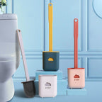 Silicone Toilet Brush Cleaner Toilet Brush With Holder Flat Head Flexible Soft Bristles Brush Bathroom Accessory Gap Cleaning Toilet Brush Wall Mounting Toilet Brush No-Slip Long Handle Soft Silicone Bristle Toilet Corner Cleaner Stevvex
