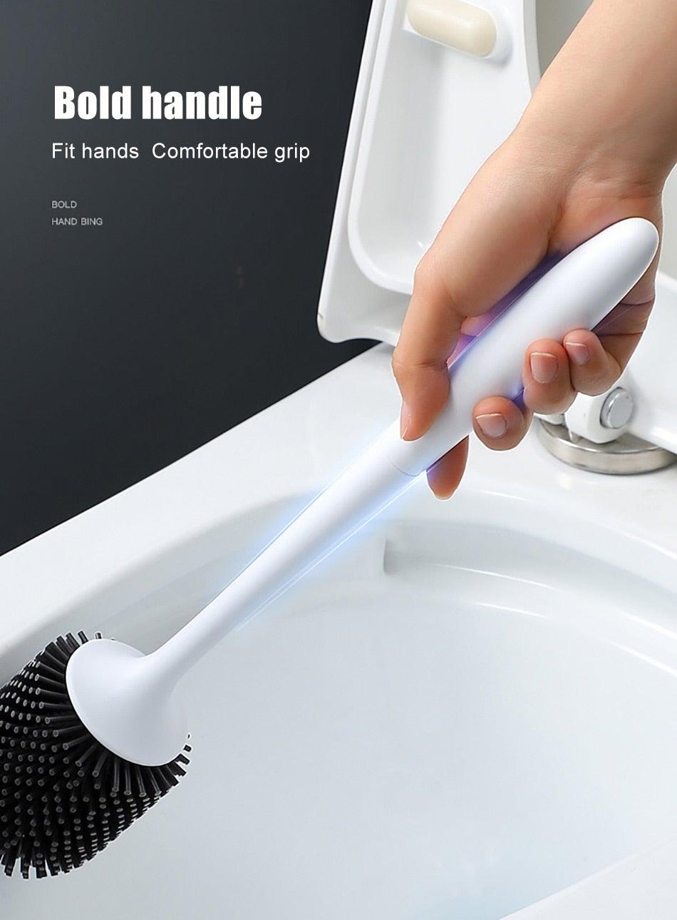 Silicone Toilet Brush For Accessories Drainable Toilet Brush Wall-Mounted Cleaning Tools Home Bathroom Accessories Sets Toilet Brushes And Holder For Bathroom Deep Cleaning Quick Drying Wall Mounted Set Soft Bristled cleaner No-Slip Stevvex