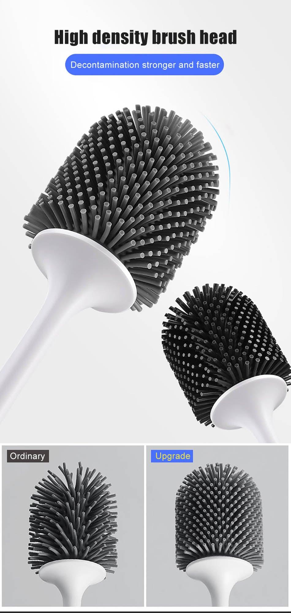 Silicone Toilet Brush For Accessories Drainable Toilet Brush Wall-Mounted Cleaning Tools Home Bathroom Accessories Sets Toilet Brushes And Holder For Bathroom Deep Cleaning Quick Drying Wall Mounted Set Soft Bristled cleaner No-Slip Stevvex