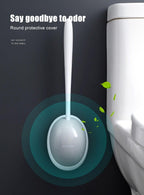 Silicone Toilet Brush For Accessories Drainable Toilet Brush Wall-Mounted Cleaning Tools Home Bathroom Accessories Sets Toilet Brushes And Holder For Bathroom Deep Cleaning Quick Drying Wall Mounted Set Soft Bristled cleaner No-Slip Stevvex