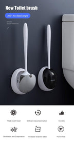 Silicone Toilet Brush For Accessories Drainable Toilet Brush Wall-Mounted Cleaning Tools Home Bathroom Accessories Sets Toilet Brushes And Holder For Bathroom Deep Cleaning Quick Drying Wall Mounted Set Soft Bristled cleaner No-Slip Stevvex