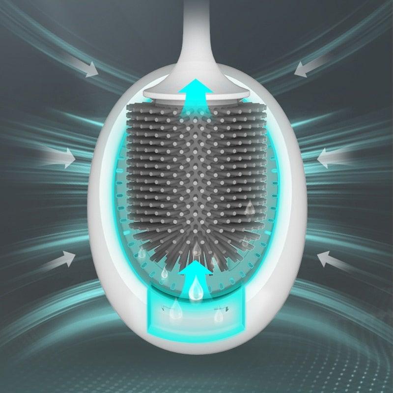 Silicone Toilet Brush For Accessories Drainable Toilet Brush Wall-Mounted Cleaning Tools Home Bathroom Accessories Sets Toilet Brushes And Holder For Bathroom Deep Cleaning Quick Drying Wall Mounted Set Soft Bristled cleaner No-Slip Stevvex
