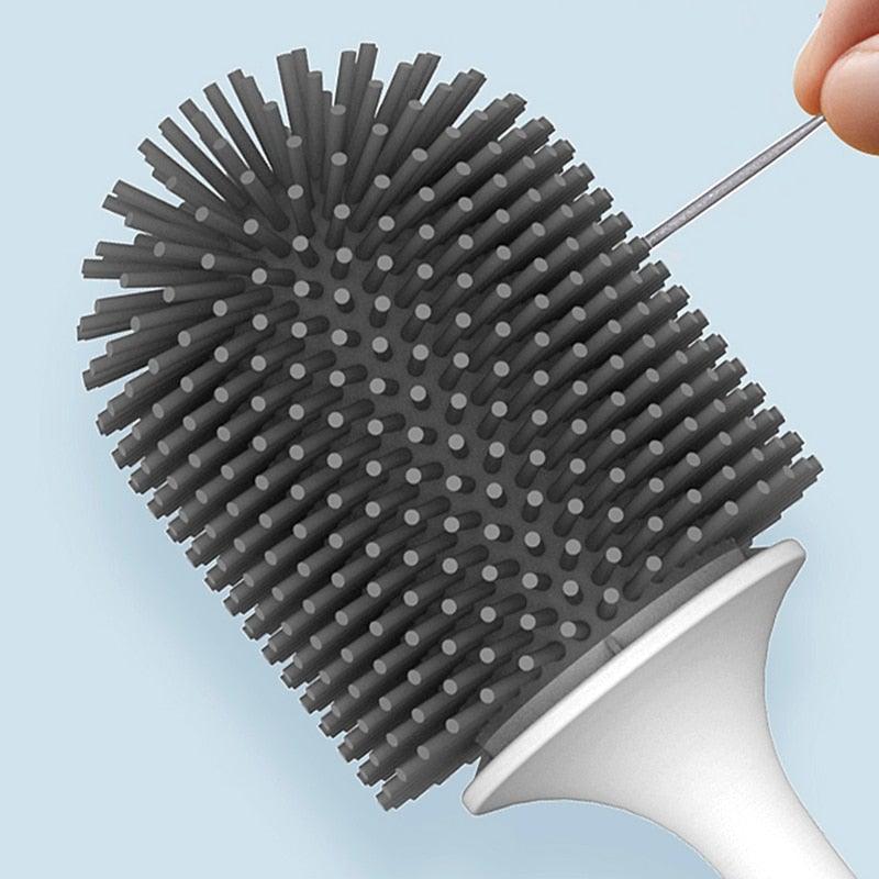 Silicone Toilet Brush For Accessories Drainable Toilet Brush Wall-Mounted Cleaning Tools Home Bathroom Accessories Sets Toilet Brushes And Holder For Bathroom Deep Cleaning Quick Drying Wall Mounted Set Soft Bristled cleaner No-Slip Stevvex