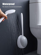 Silicone Toilet Brush For Accessories Drainable Toilet Brush Wall-Mounted Cleaning Tools Home Bathroom Accessories Sets Toilet Brushes And Holder For Bathroom Deep Cleaning Quick Drying Wall Mounted Set Soft Bristled cleaner No-Slip Stevvex