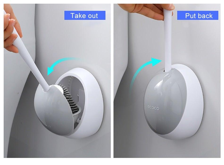 Silicone Toilet Brush For Accessories Drainable Toilet Brush Wall-Mounted Cleaning Tools Home Bathroom Accessories Sets Toilet Brushes And Holder For Bathroom Deep Cleaning Quick Drying Wall Mounted Set Soft Bristled cleaner No-Slip Stevvex