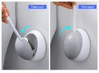 Silicone Toilet Brush For Accessories Drainable Toilet Brush Wall-Mounted Cleaning Tools Home Bathroom Accessories Sets Toilet Brushes And Holder For Bathroom Deep Cleaning Quick Drying Wall Mounted Set Soft Bristled cleaner No-Slip Stevvex