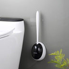 Silicone Toilet Brush For Accessories Drainable Toilet Brush Wall-Mounted Cleaning Tools Home Bathroom Accessories Sets Toilet Brushes And Holder For Bathroom Deep Cleaning Quick Drying Wall Mounted Set Soft Bristled cleaner No-Slip Stevvex