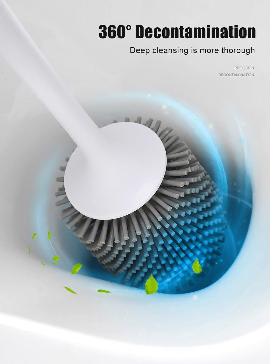 Silicone Toilet Brush For Accessories Drainable Toilet Brush Wall-Mounted Cleaning Tools Home Bathroom Accessories Sets Toilet Brushes And Holder For Bathroom Deep Cleaning Quick Drying Wall Mounted Set Soft Bristled cleaner No-Slip Stevvex