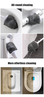 Silicone Toilet Brush For Accessories Drainable Toilet Brush Wall-Mounted Cleaning Tools Home Bathroom Accessories Sets Toilet Brushes And Holder For Bathroom Deep Cleaning Quick Drying Wall Mounted Set Soft Bristled cleaner No-Slip Stevvex