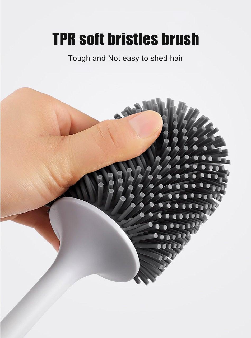 Silicone Toilet Brush For Accessories Drainable Toilet Brush Wall-Mounted Cleaning Tools Home Bathroom Accessories Sets Toilet Brushes And Holder For Bathroom Deep Cleaning Quick Drying Wall Mounted Set Soft Bristled cleaner No-Slip Stevvex