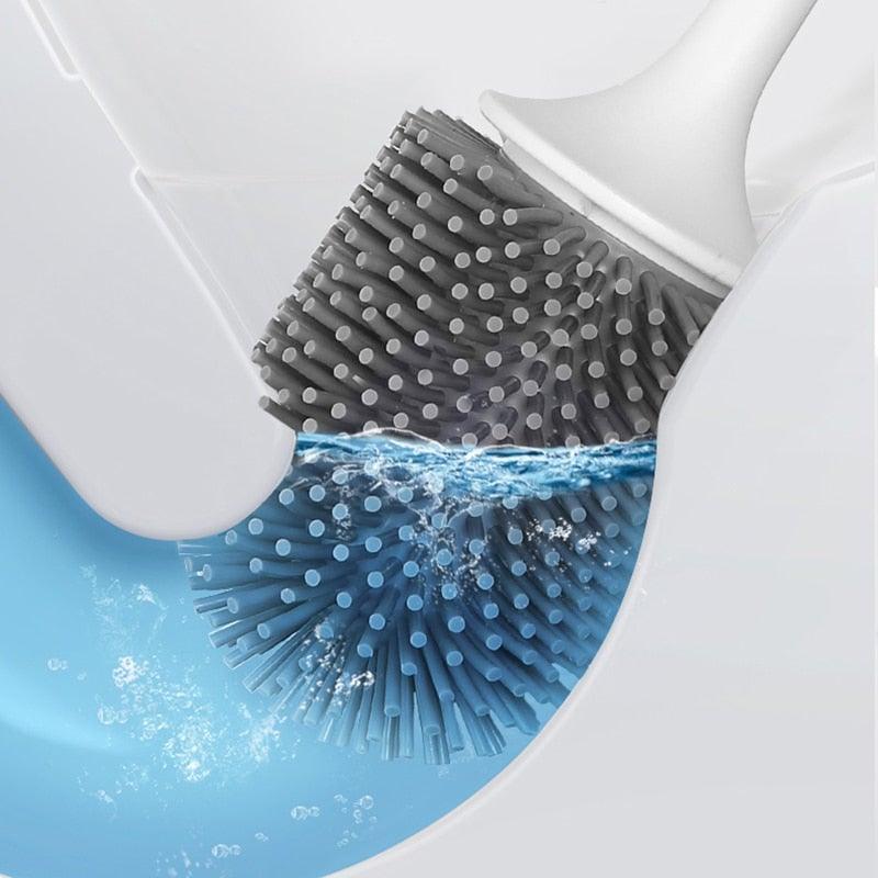 Silicone Toilet Brush For Accessories Drainable Toilet Brush Wall-Mounted Cleaning Tools Home Bathroom Accessories Sets Toilet Brushes And Holder For Bathroom Deep Cleaning Quick Drying Wall Mounted Set Soft Bristled cleaner No-Slip Stevvex