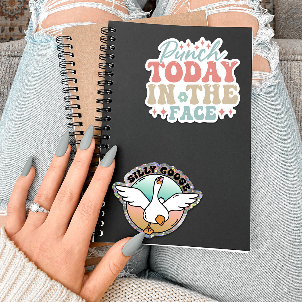 Glitter Die Cut Vinyl Sticker Silly Goose Waterproof Durable For Water Bottles Laptops Journals BandsCo Straps