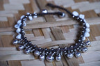 Silver Bell Boho Anklet White Beaded Ankle Bracelet