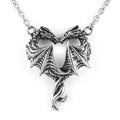 Silver Dragon Heart Necklace Gothic Pendant For Women