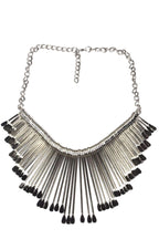 Silver Fringe Oar Statement Necklace Boho Adjustable Choker