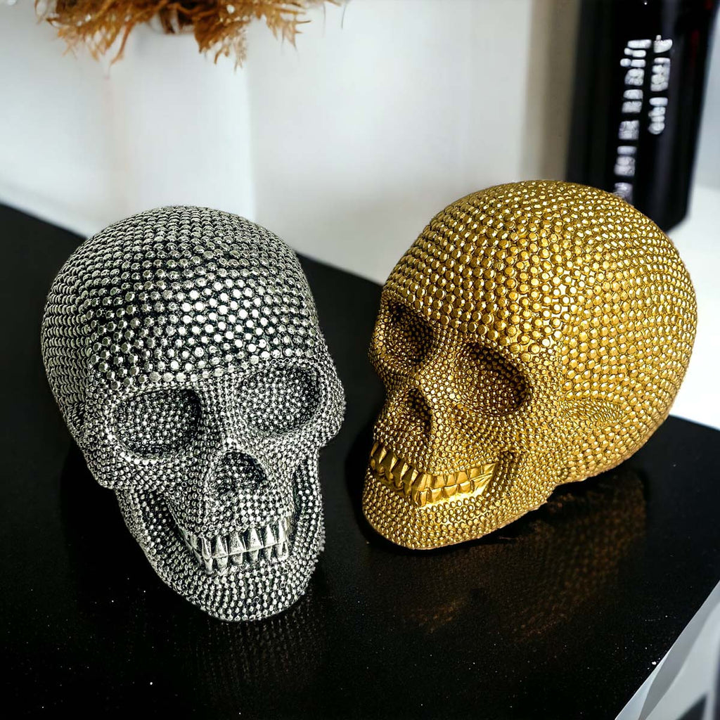 Silver Resin Beaded Skull Decor Gothic Bookend Accent BandsCo Straps