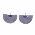 Silver Half Moon Fan Earrings Boho Cotton Fringe Drop Lightweight Handmade 2 x 2.5 Inches BandsCo Straps