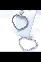 Silver Heart Hoop Earrings With Pearl Stud Accent Chic