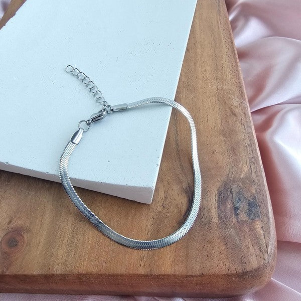 Silver Herringbone Bracelet Luxe Sterling Dainty Adjustable