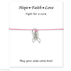 Silver Hope Faith Love Ribbon Skin Friendly Charm Bracelets Adjustable Motivational Cord Stainless Steel Bracelets Comfortable Jewelry Inspirational Gifts Bracelets For Women