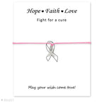 Silver Hope Faith Love Ribbon Skin Friendly Charm Bracelets Adjustable Motivational Cord Stainless Steel Bracelets Comfortable Jewelry Inspirational Gifts Bracelets For Women
