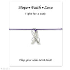 Silver Hope Faith Love Ribbon Skin Friendly Charm Bracelets Adjustable Motivational Cord Stainless Steel Bracelets Comfortable Jewelry Inspirational Gifts Bracelets For Women