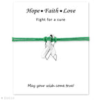 Silver Hope Faith Love Ribbon Skin Friendly Charm Bracelets Adjustable Motivational Cord Stainless Steel Bracelets Comfortable Jewelry Inspirational Gifts Bracelets For Women