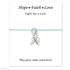 Silver Hope Faith Love Ribbon Skin Friendly Charm Bracelets Adjustable Motivational Cord Stainless Steel Bracelets Comfortable Jewelry Inspirational Gifts Bracelets For Women