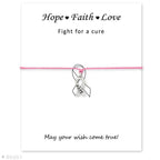 Silver Hope Faith Love Ribbon Skin Friendly Charm Bracelets Adjustable Motivational Cord Stainless Steel Bracelets Comfortable Jewelry Inspirational Gifts Bracelets For Women