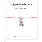 Silver Hope Faith Love Ribbon Skin Friendly Charm Bracelets Adjustable Motivational Cord Stainless Steel Bracelets Comfortable Jewelry Inspirational Gifts Bracelets For Women
