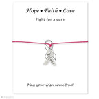 Silver Hope Faith Love Ribbon Skin Friendly Charm Bracelets Adjustable Motivational Cord Stainless Steel Bracelets Comfortable Jewelry Inspirational Gifts Bracelets For Women