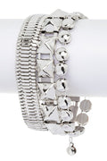 Silver Mixed Coil Chain Fashion Bracelet Set For Women