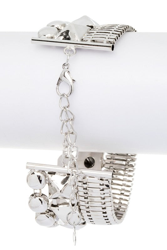 Silver Mixed Coil Chain Fashion Bracelet Set For Women