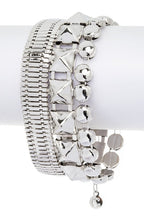 Silver Mixed Coil Chain Fashion Bracelet Set For Women
