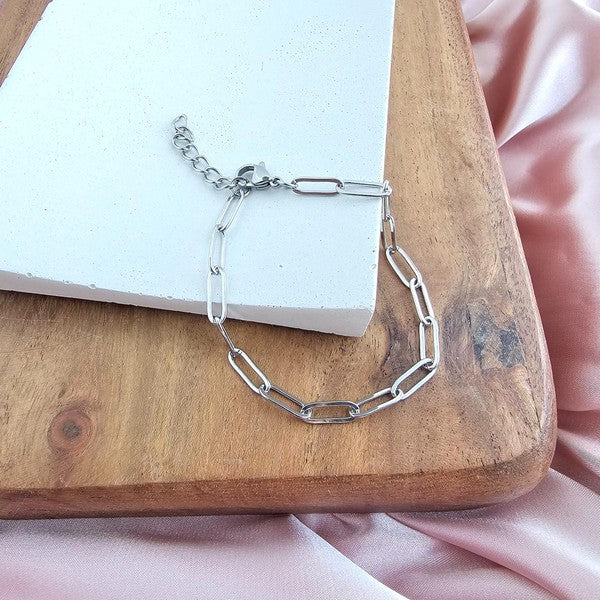 Silver Paper Clip Bracelet Luxe Minimal Everyday Chain