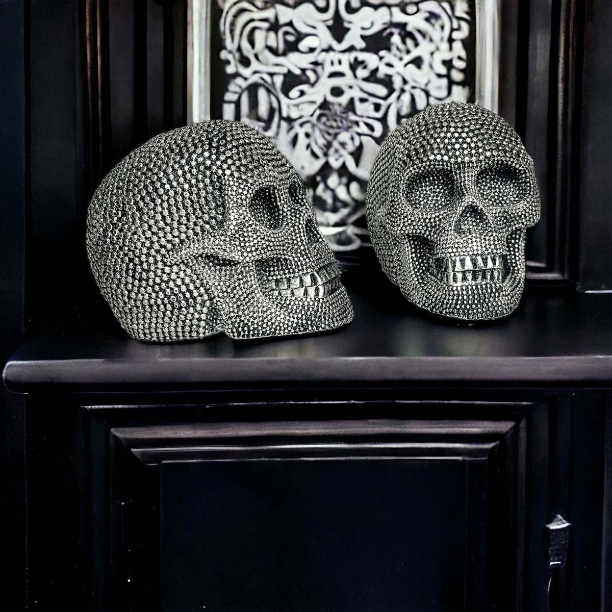 Silver Resin Beaded Skull Decor Gothic Bookend Accent BandsCo Straps