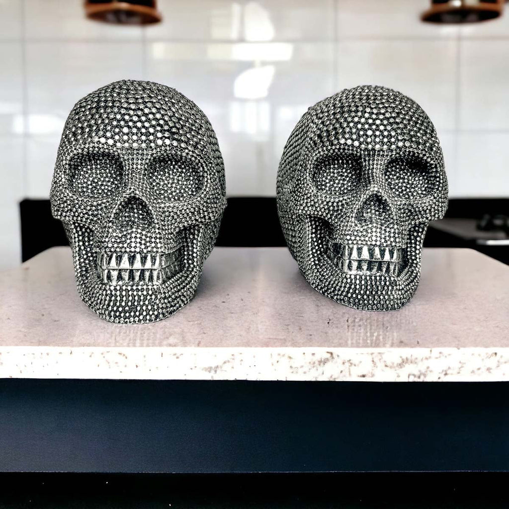 Silver Resin Beaded Skull Decor Gothic Bookend Accent BandsCo Straps