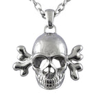 Silver Skull Pendant Necklace Gothic Biker Unisex Chain