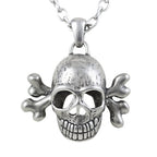 Silver Skull Pendant Necklace Gothic Biker Unisex Chain