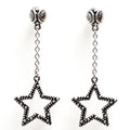 Silver Star Dangle Earrings Long Chain Drop Boho Lightweight