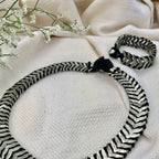 Silver Temple Adjustable Bracelet Boho Handwoven Metal Beads Cotton Thread