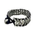 Silver Temple Adjustable Bracelet Boho Handwoven Metal Beads Cotton Thread