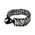 Silver Temple Adjustable Bracelet Boho Handwoven Metal Beads Cotton Thread