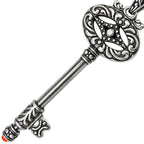 Silver Vintage Key Necklace Pendant Long Chain Charm