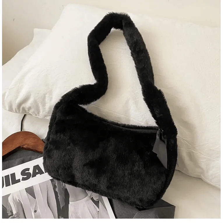 Simple And Stylish Women Soft Plush Winter Furry Shoulder Bags For Ladies And Girls Designer Clutch Handbag For Female Stevvex